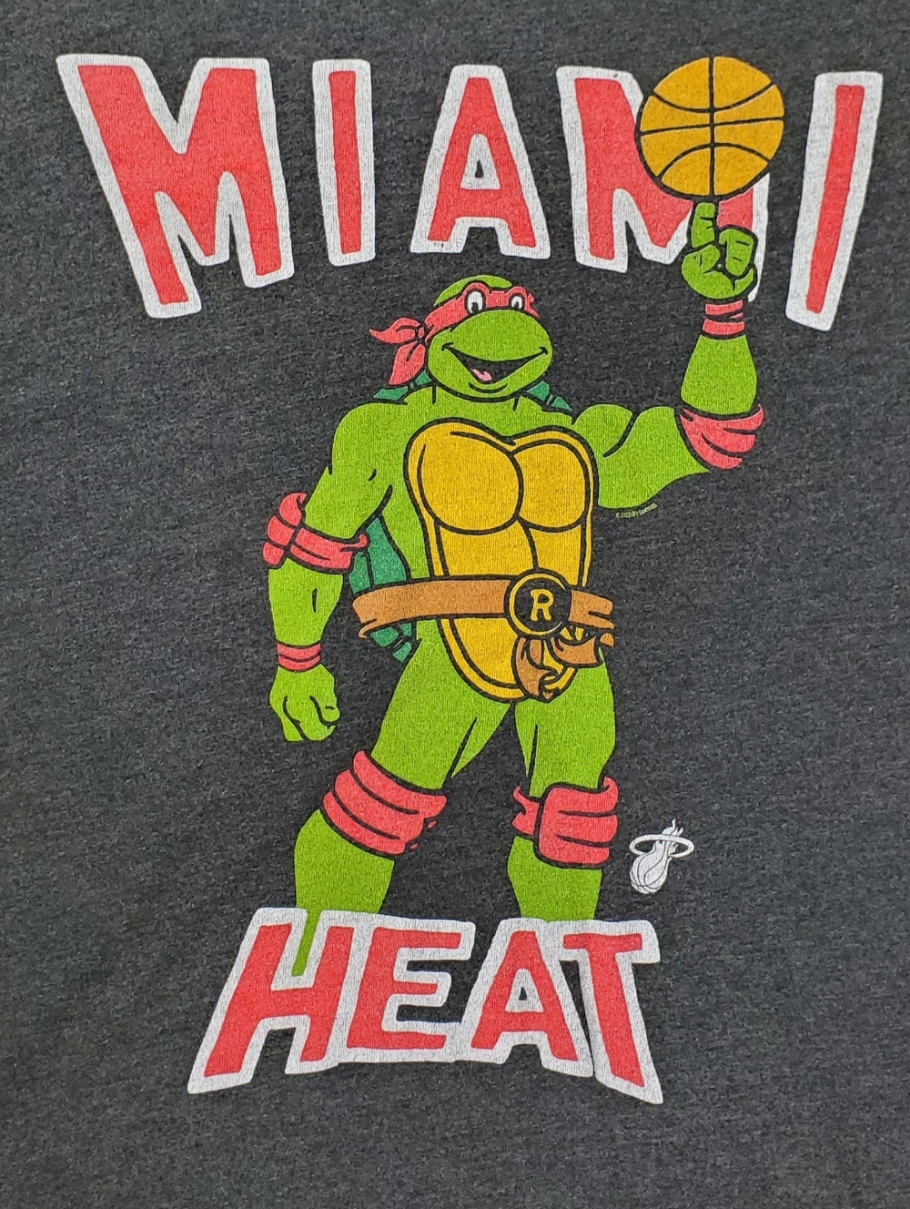 Homage Mens TMNT Raphael X NBA Miami Heat Graphic Black T-Shirt - Size XL - GUC
